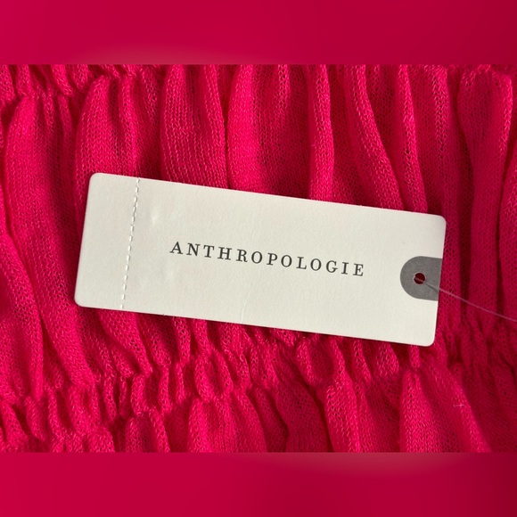 NWT Anthropologie Pink Sheer Smocked/Ruffled Asymmetrical Sweater Tank, Size XS - Picture 2 of 8